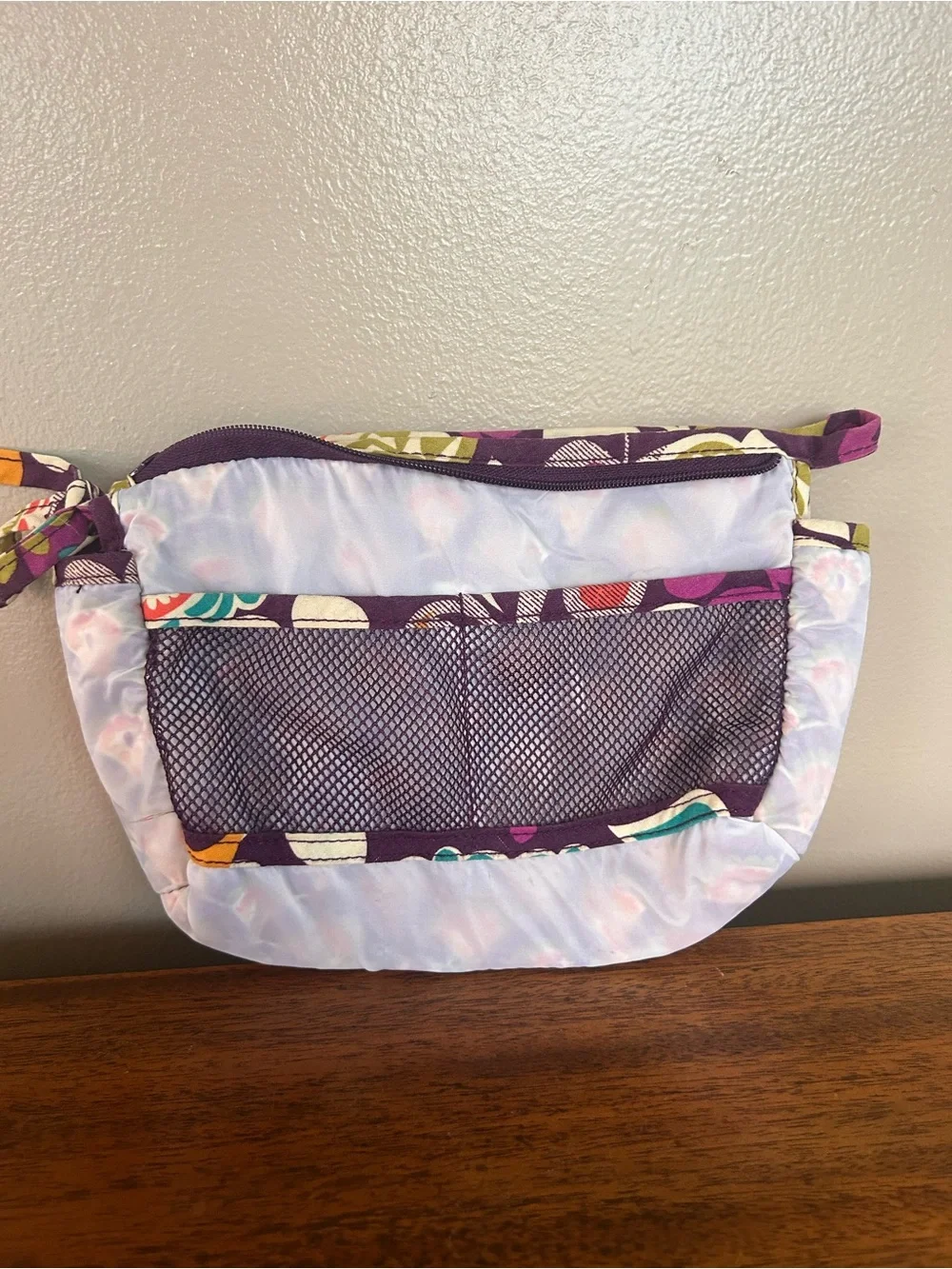 Vera Bradley Cosmetic Bag PLUM CRAZY Cotton Quilted Lined 9X6 Travel EUC